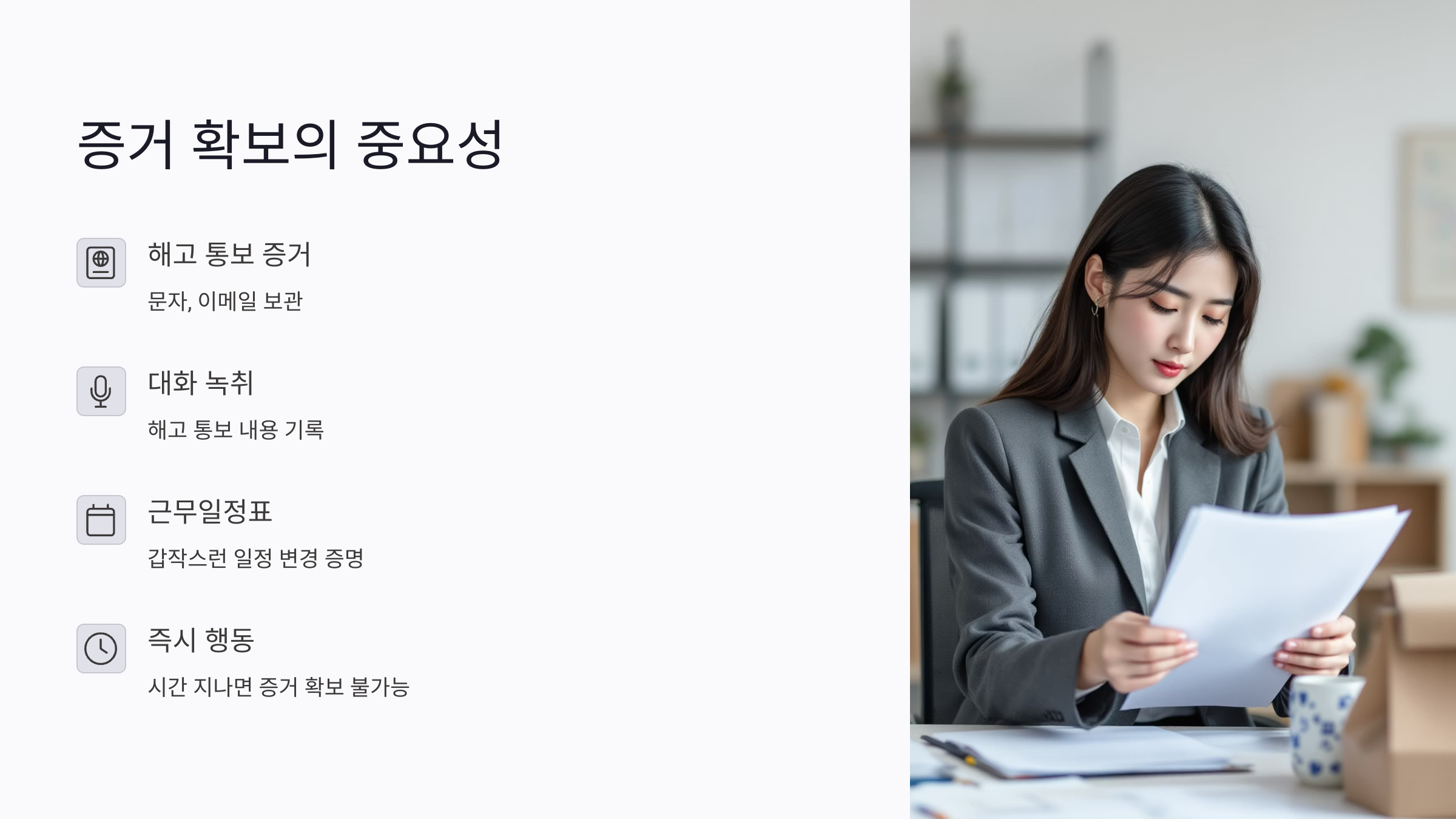 퇴직 후 바로 조치하지 않으면 증거가 사라집니다