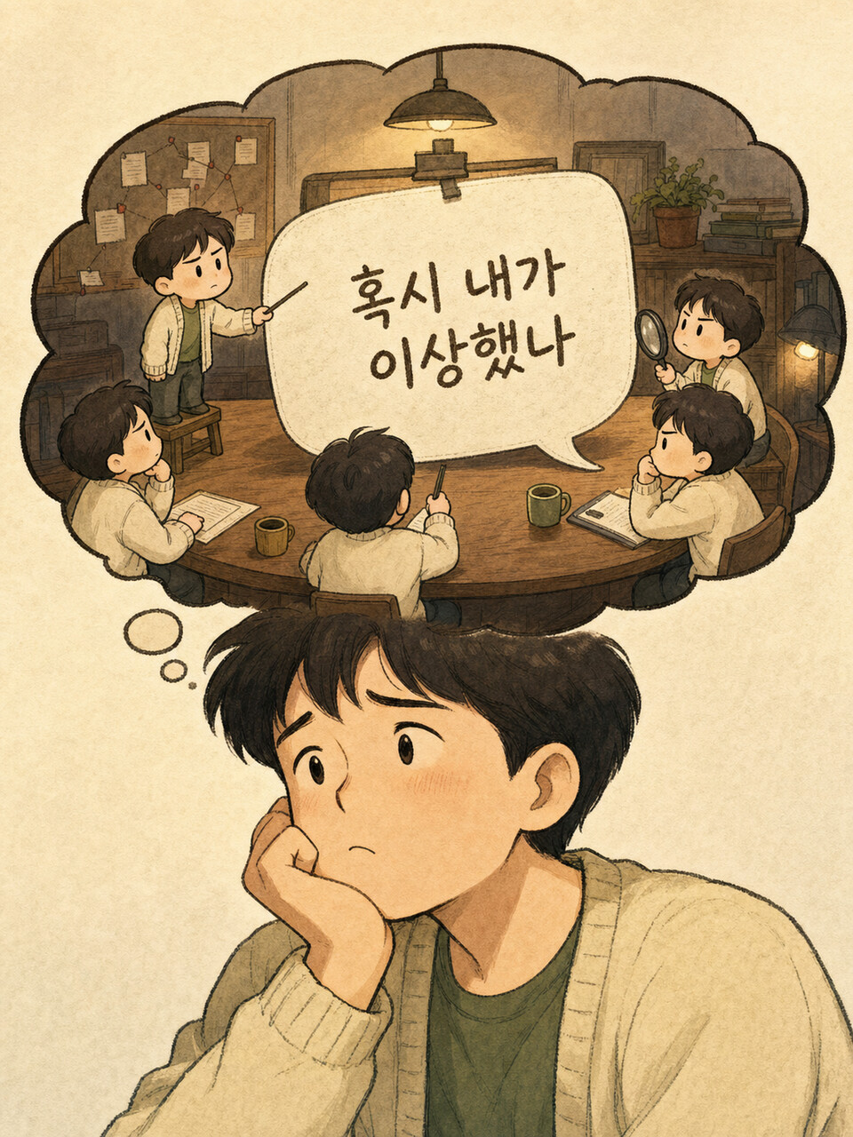 혹시 내가 이상했나 하고 마음속 회의를 여는 장면