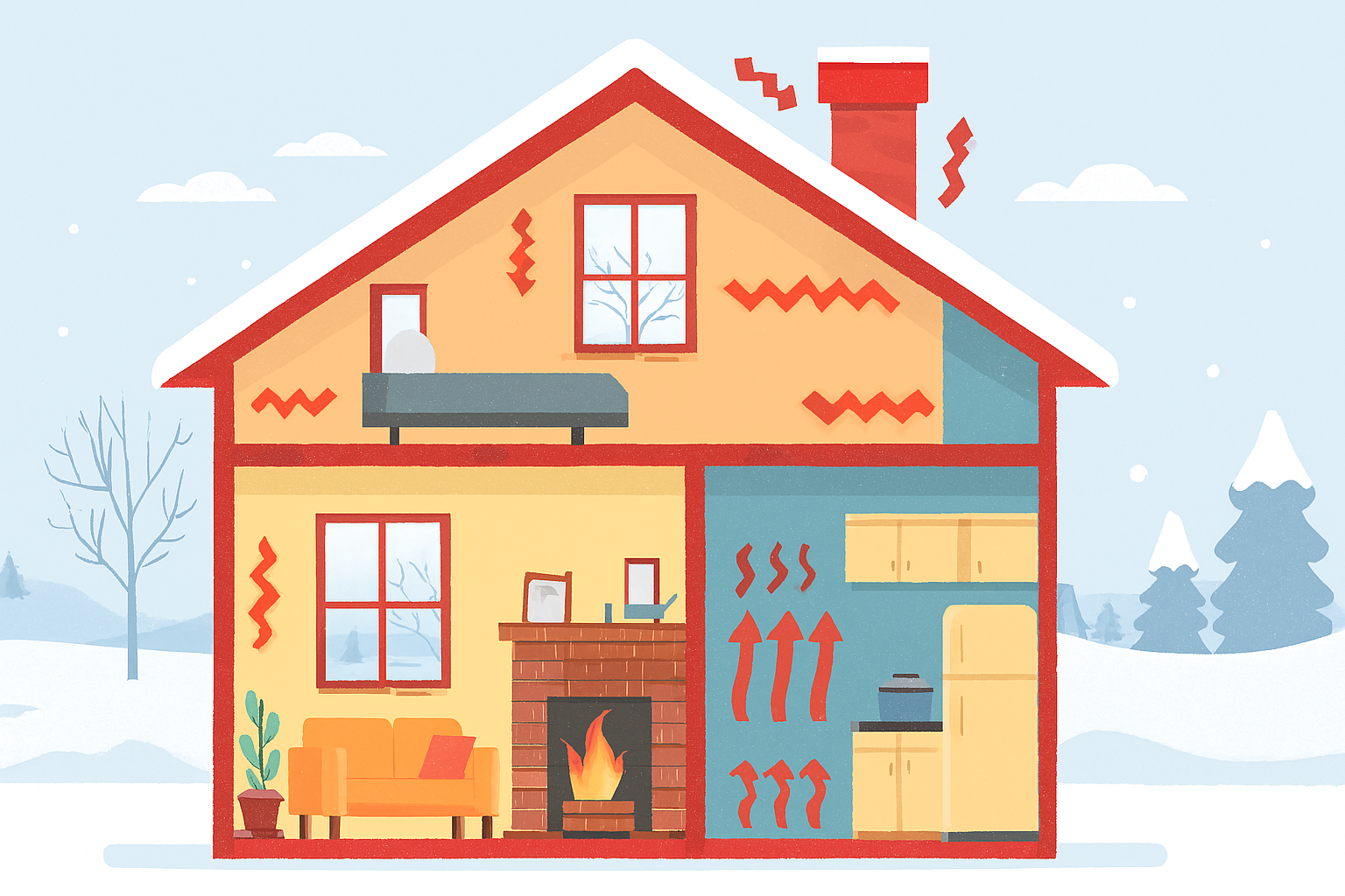 겨울철 난방비가 많이 드는 집 구조 이미지