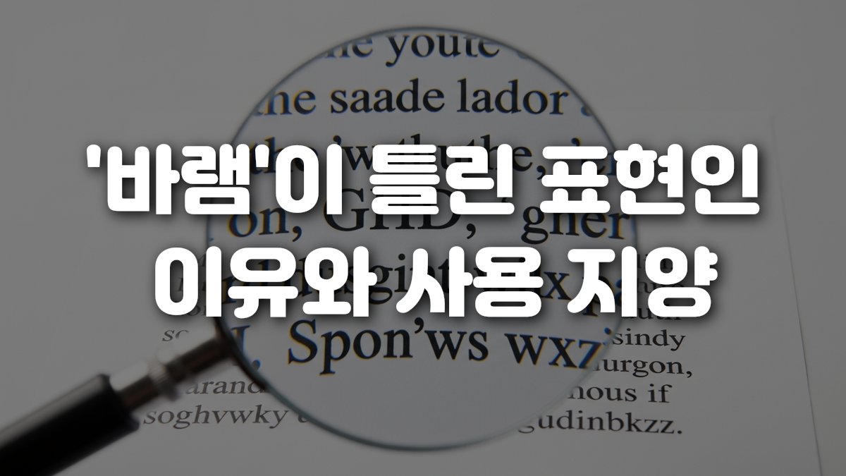 바램 이 틀린 표현인 이유와 사용 지양