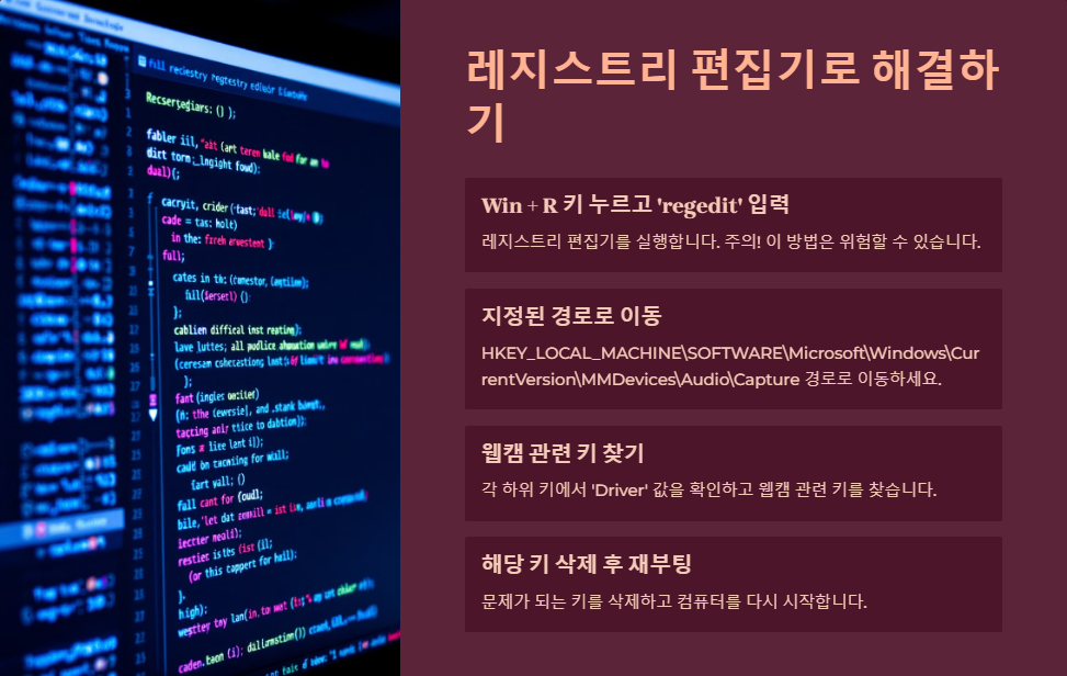 윈도우11에서 웹캠이 작동하지 않을 때 해결 방법