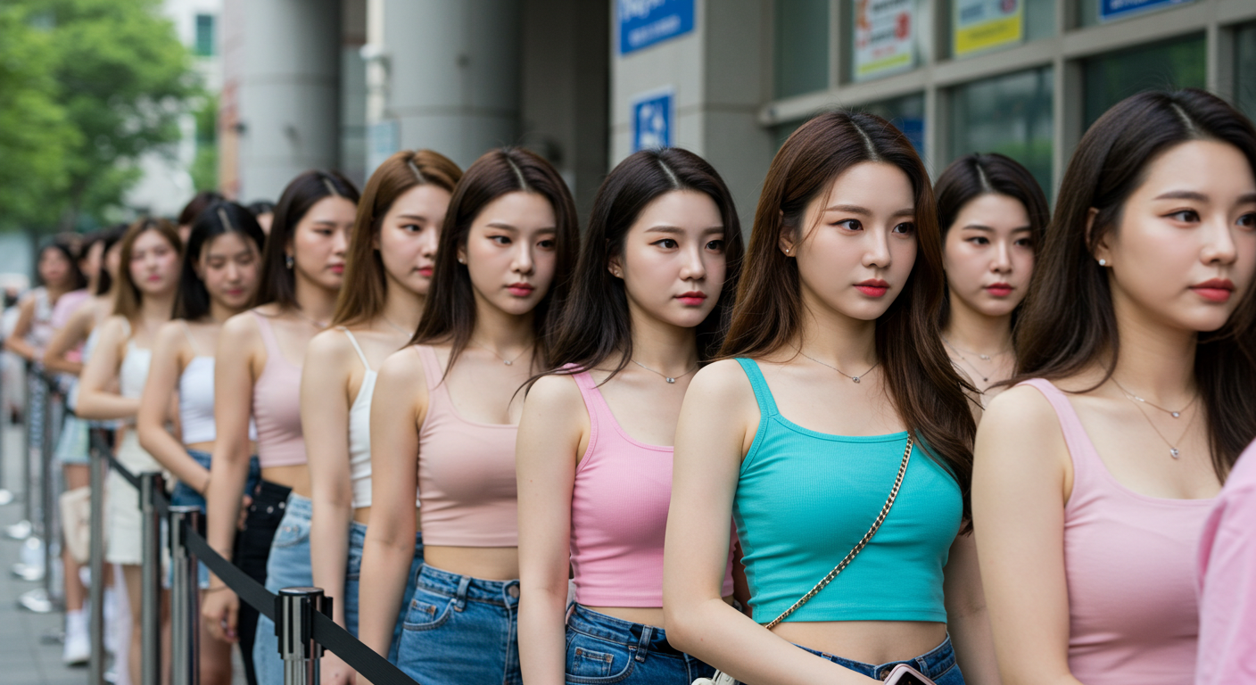 줄서있는 여성들