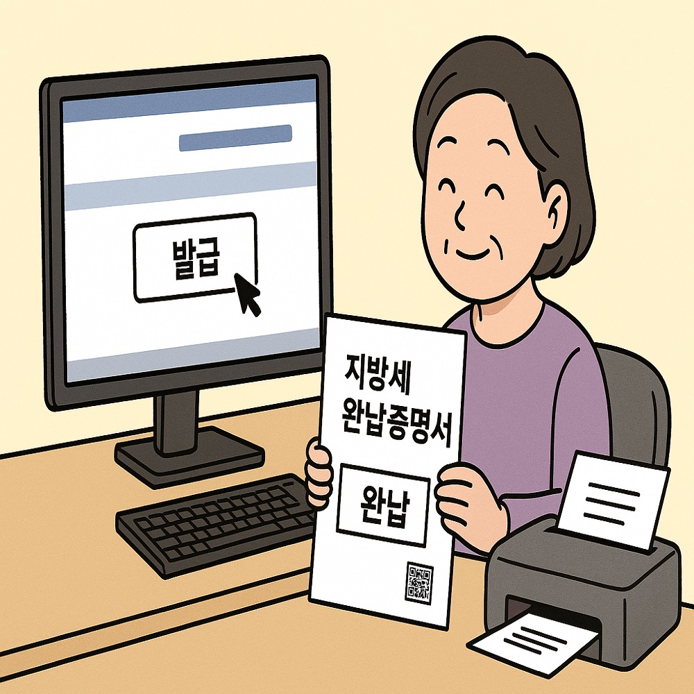 지방세 완납증명서를 인터넷으로 발급받는 그림