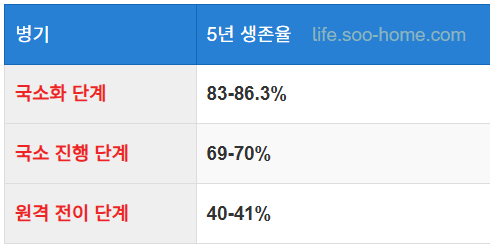 병기별 5년 생존율