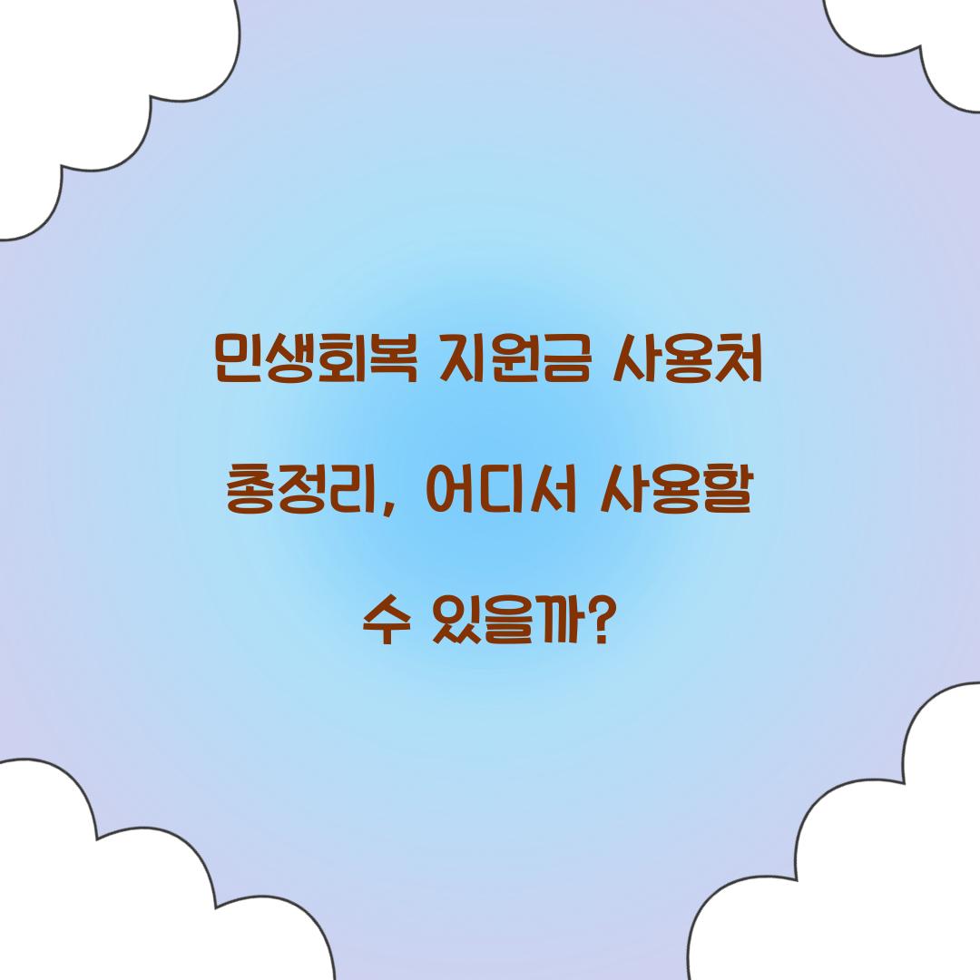 민생회복 지원금 사용처 총정리: 어디서 사용할 수 있을까?