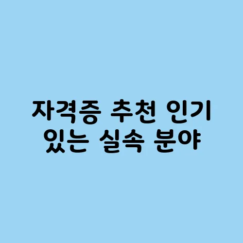 자격증 추천 인기 있는 실속 분야