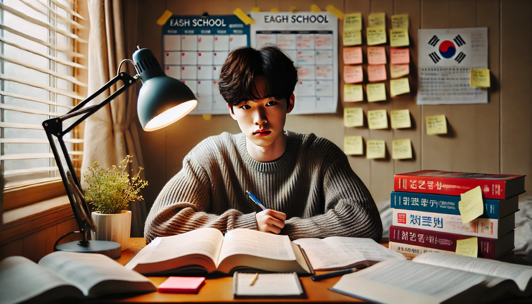 수능 공부하는 고3 학생의 진지한 모습