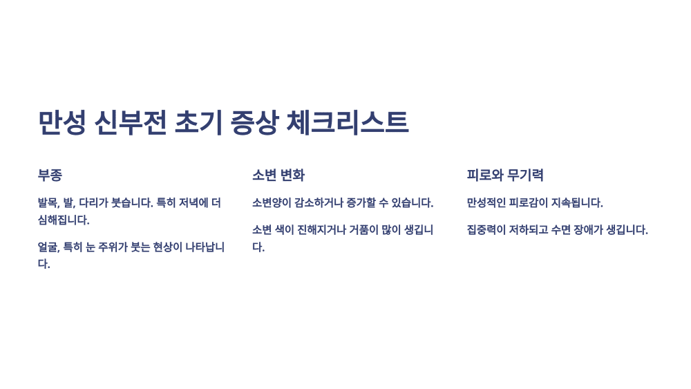 만성 신부전 초기 증상 체크리스트
