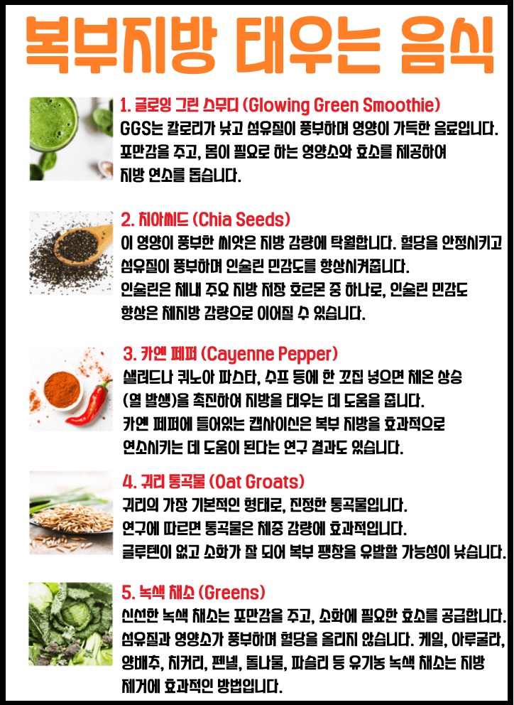 복부지방 태우는 음식