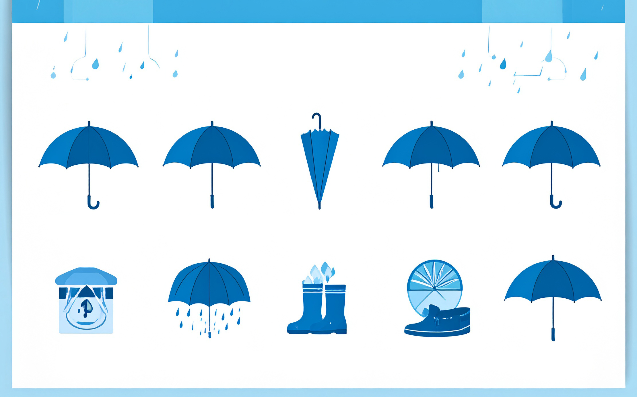 장마철 안전수칙, 비와 우산 인포그래픽