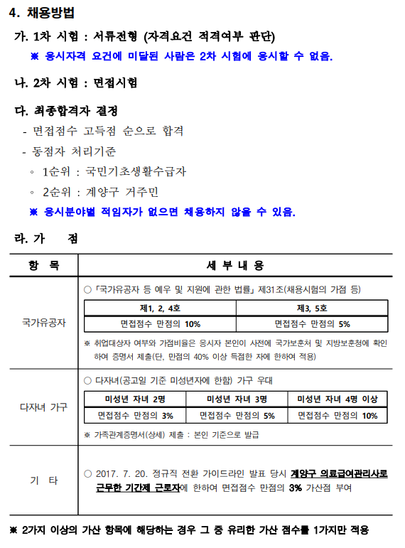 인천광역시 계양구 공무직근로자(의료급여관리사) 채용시험 재공고