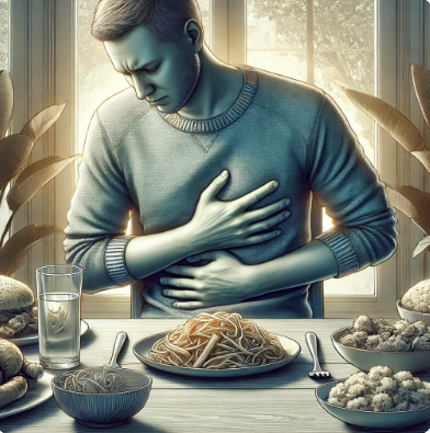 소화가 안되서 괴로워하는 남성 이미지