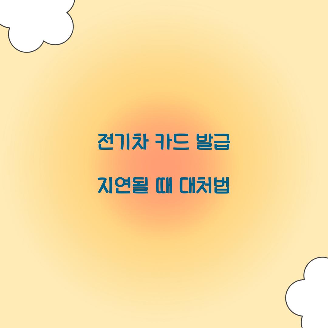 전기차 카드 발급 지연될 때 대처법