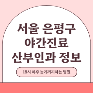 서울 은평구 야간진료 산부인과 병원 (18시 이후 늦게까지하는 병원)
