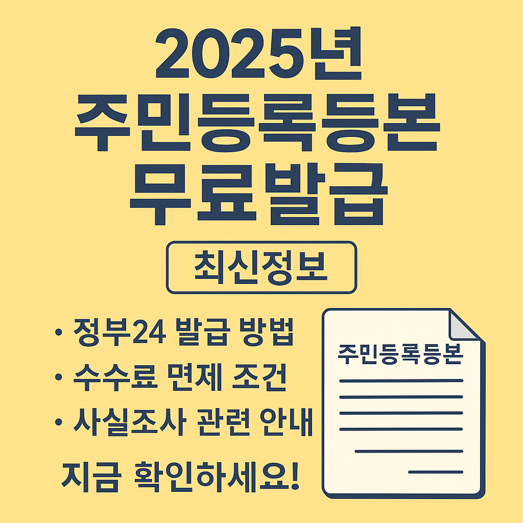 2025 주민등록등본 무료발급 방법