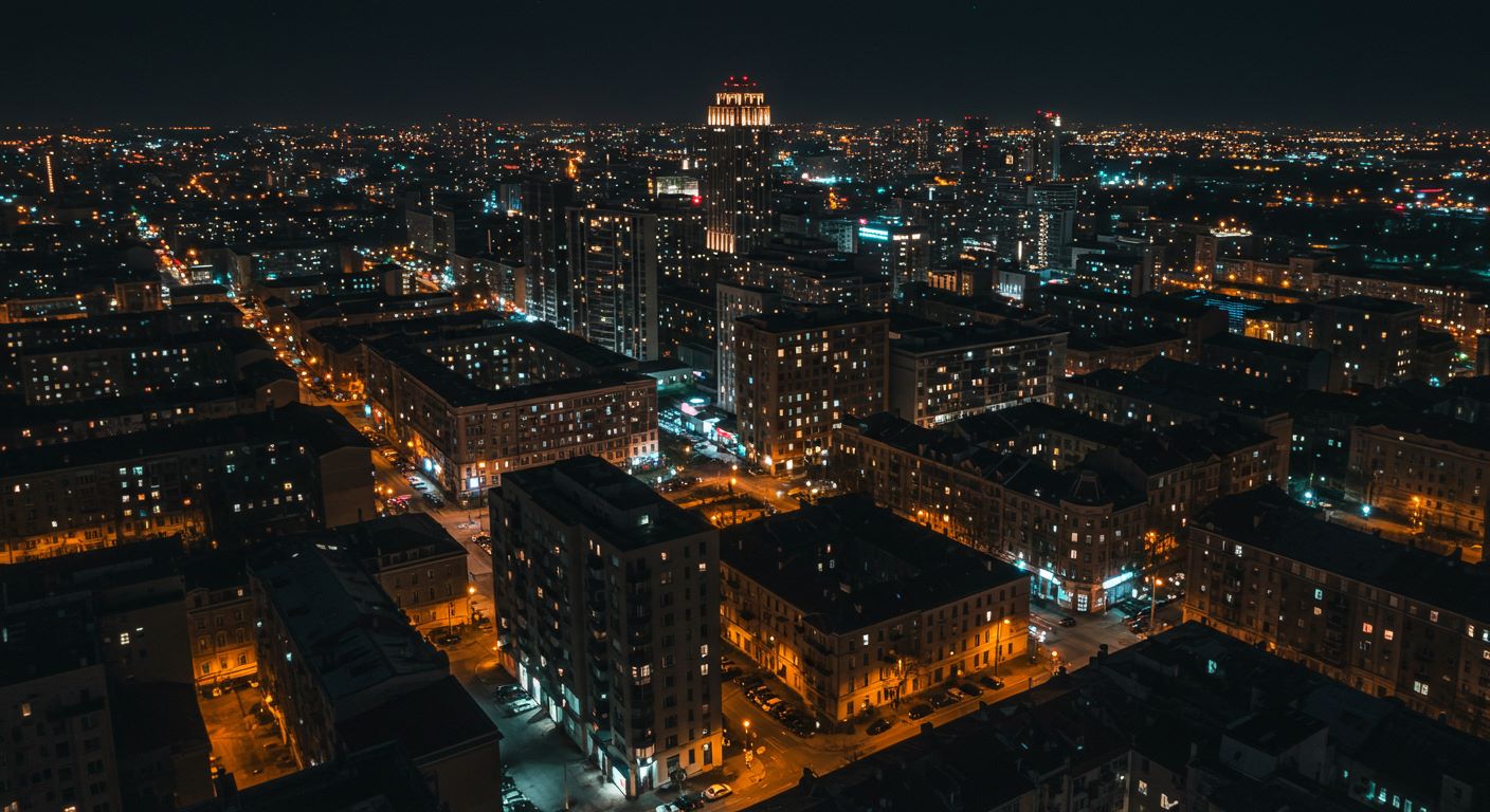 도시의 건물들 야경 사진