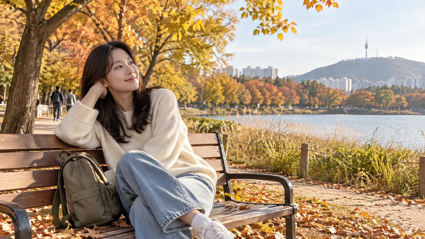 여유로운 표정으로 주말 산책을 즐기는 사람