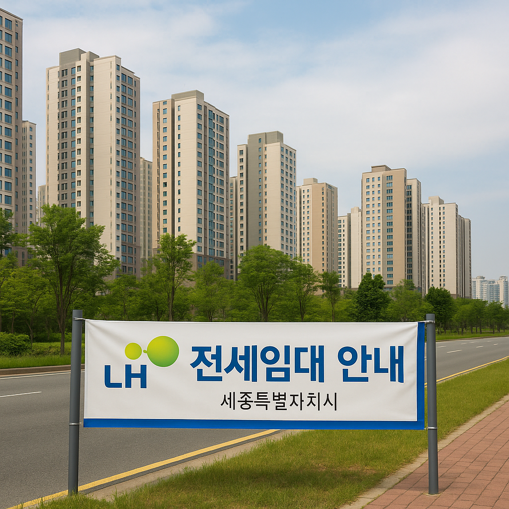 세종시 신도시 아파트 단지와 LH 전세임대 안내 배너