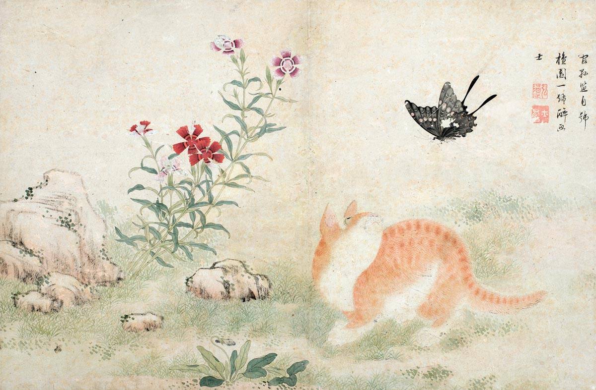 단원 김홍도의 황묘농접 그림 이미지