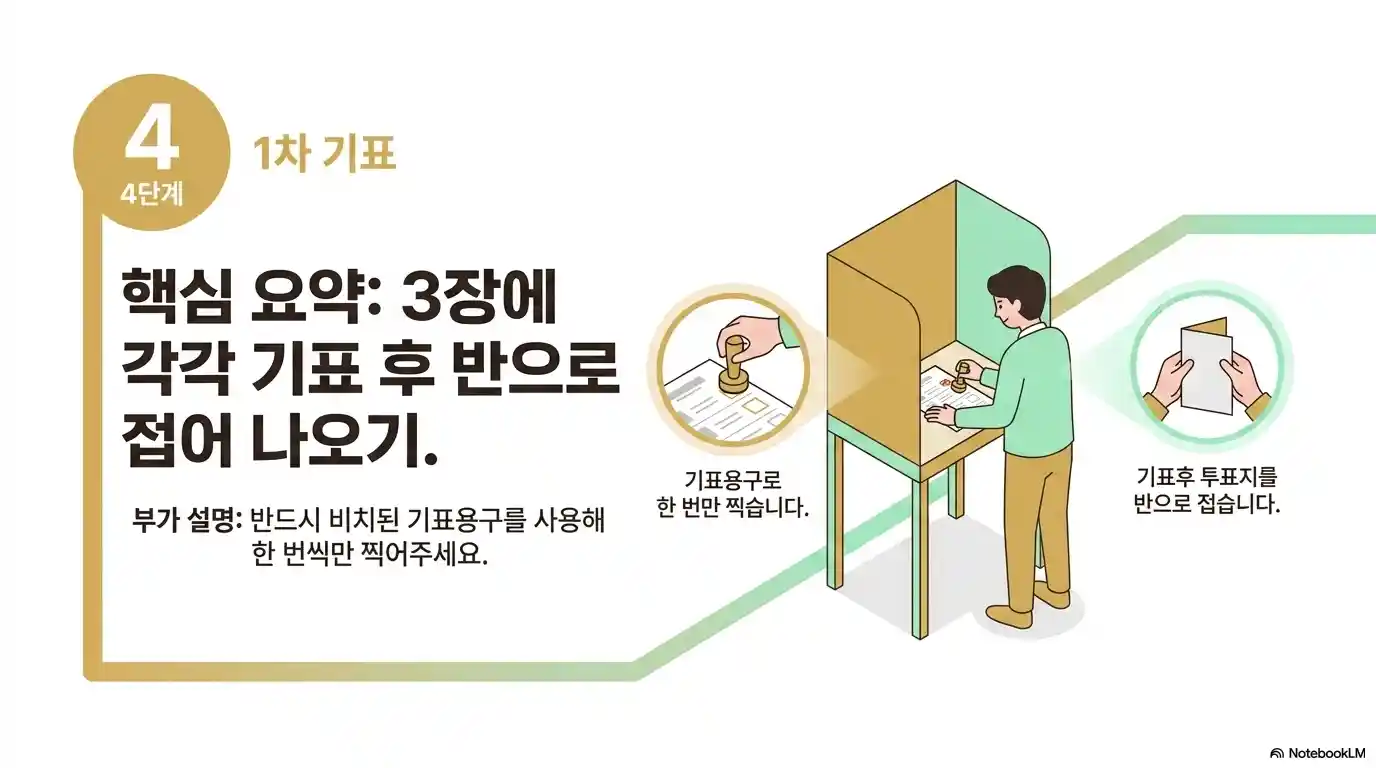 지방선거 투표 절차 4단계 투표 용지 3장 기표 후 반으로 접어서 나오기