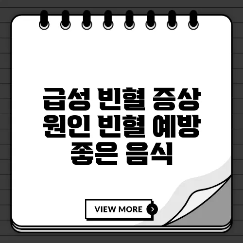 급성 빈혈 증상 원인 빈혈 예방 좋은 음식