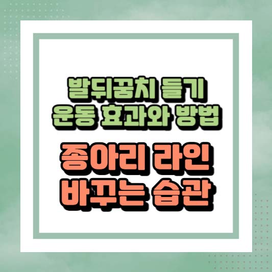 발뒤꿈치 들기 운동 효과와 방법, 종아리 라인 바꾸는 습관