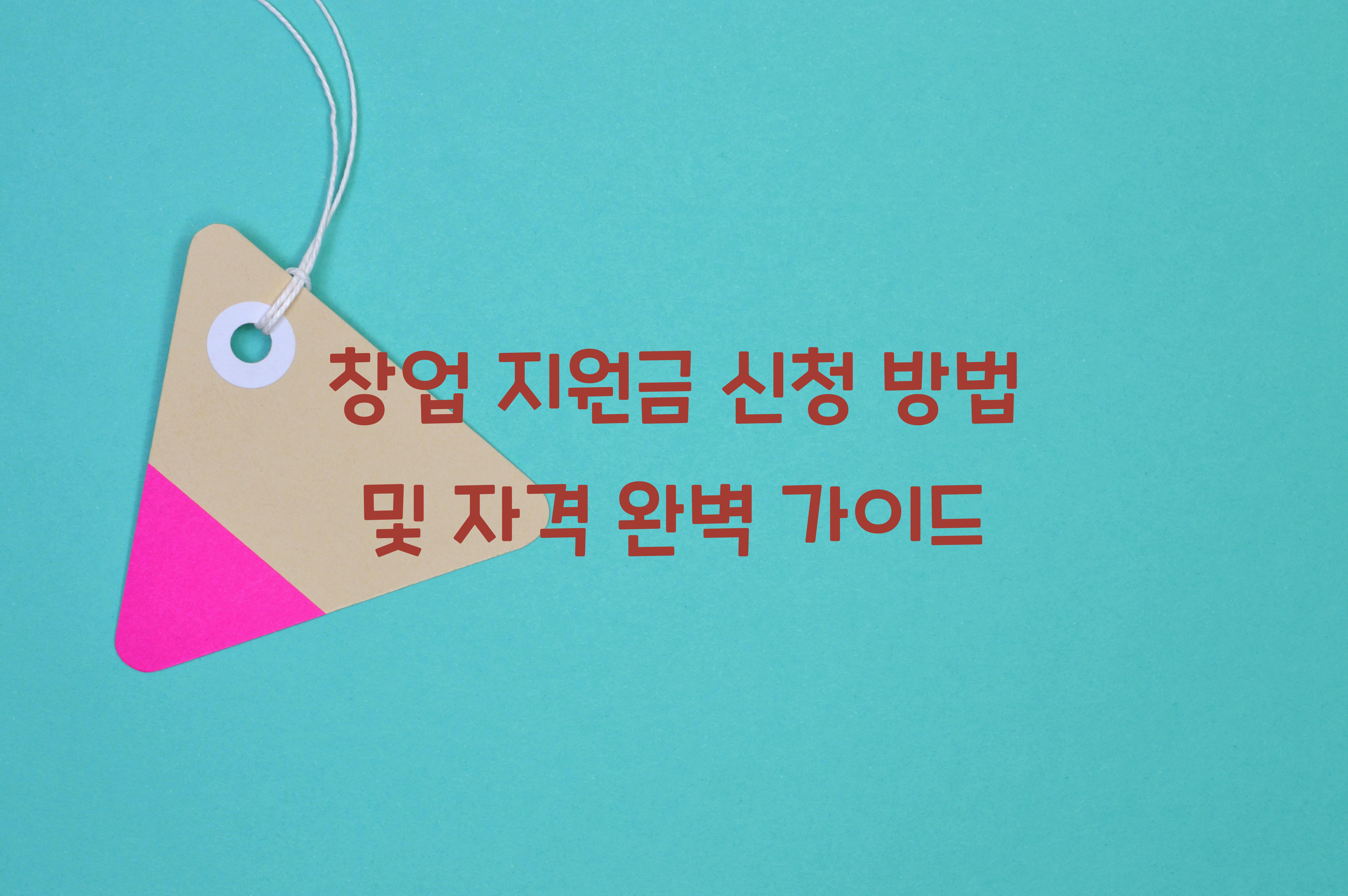 창업 지원금 신청 방법