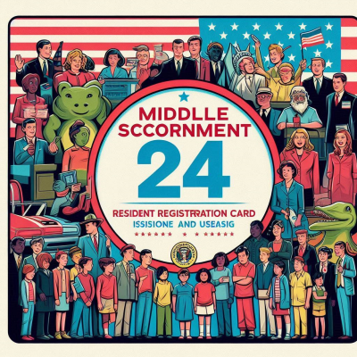 대형 등록카드 앞에 모여 있는 다양한 사람들