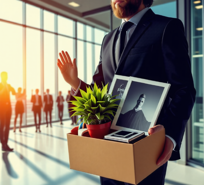 직장을 그만두며 인사하는 사진