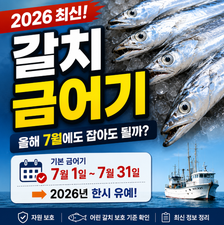 갈치 금어기 2026 최신 정리, 올해 7월에도 잡아도 될까 유예 내용까지 한눈에1