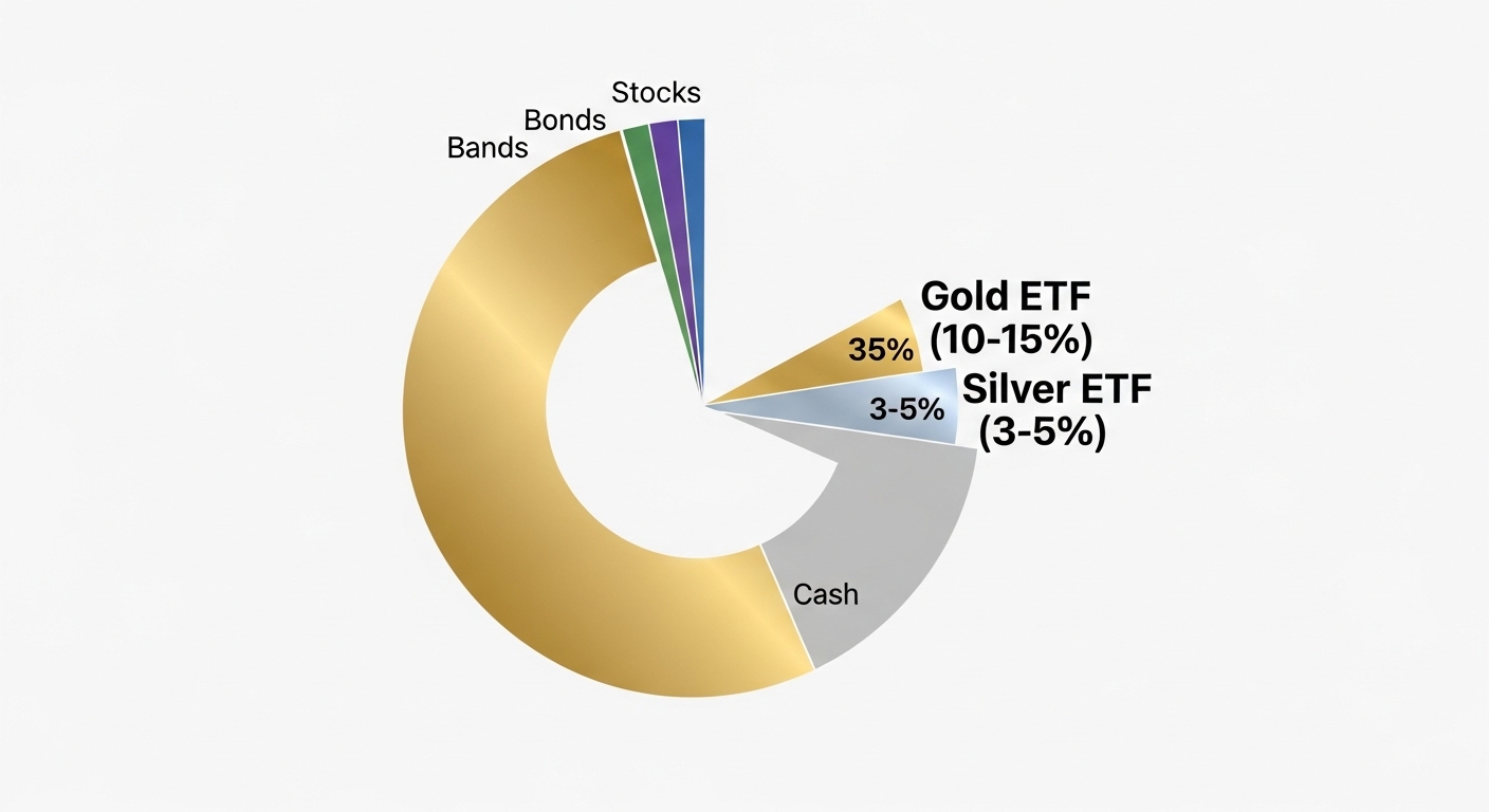포트폴리오 파이 차트에서 금과 은의 비중이 표시된 이미지