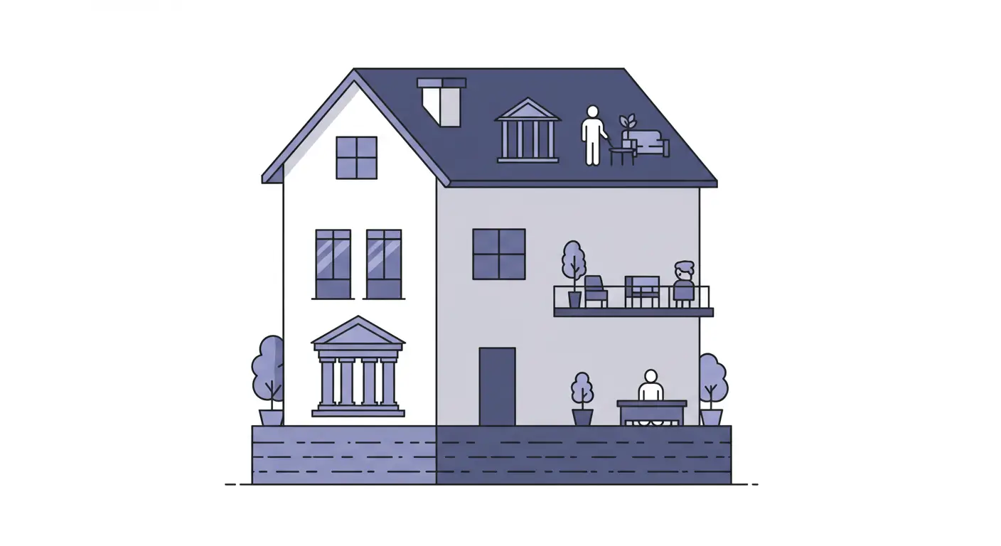 국민연금, 퇴직연금, 개인연금으로 구성된 3층 연금 제도를 튼튼한 3층집에 비유