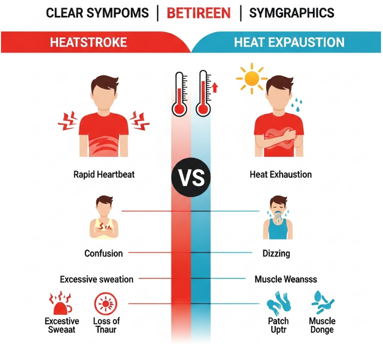 일사병과 열사병 증상 차이 인포그래픽