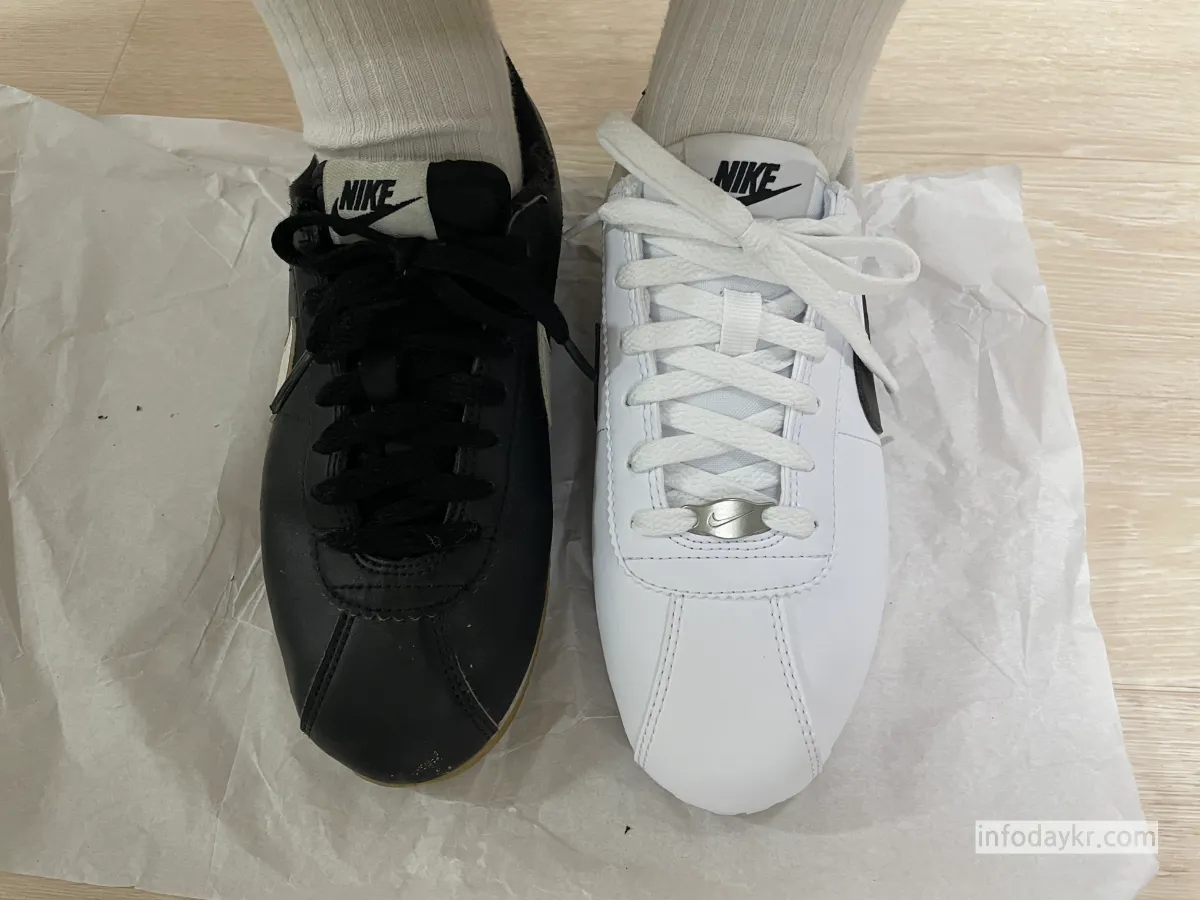 나이키-코르테즈-주니어-우먼-착용샷-비교