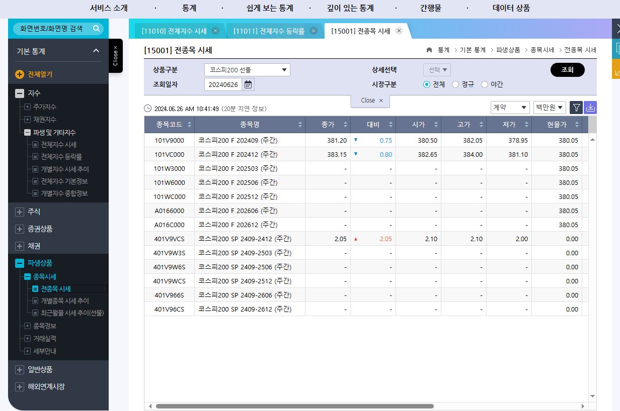 KRX 야간선물 홈페이지
