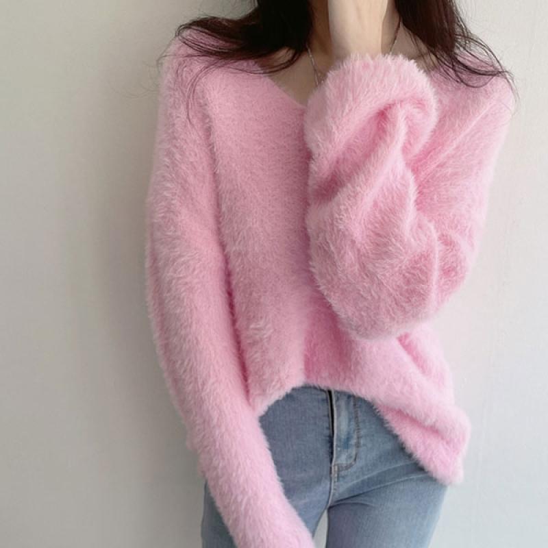 슈팅스타 루즈핏 앙고라 페이크 밍크 벨벳 니트 639138