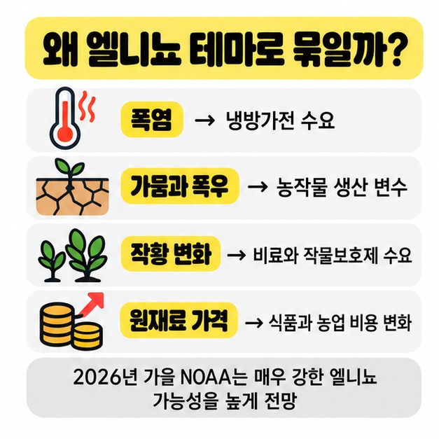여름가전과 농업 비료 업종이 엘니뇨 테마와 연결되는 이유를 보여주는 카드