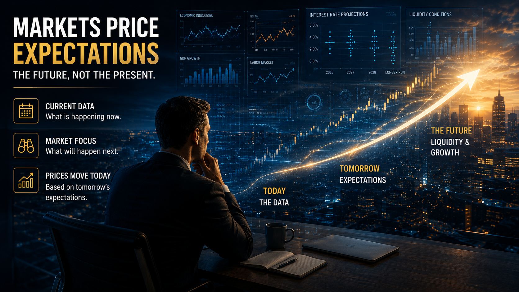 Markets pricing future expectations and liquidity forecasts instead of current conditions