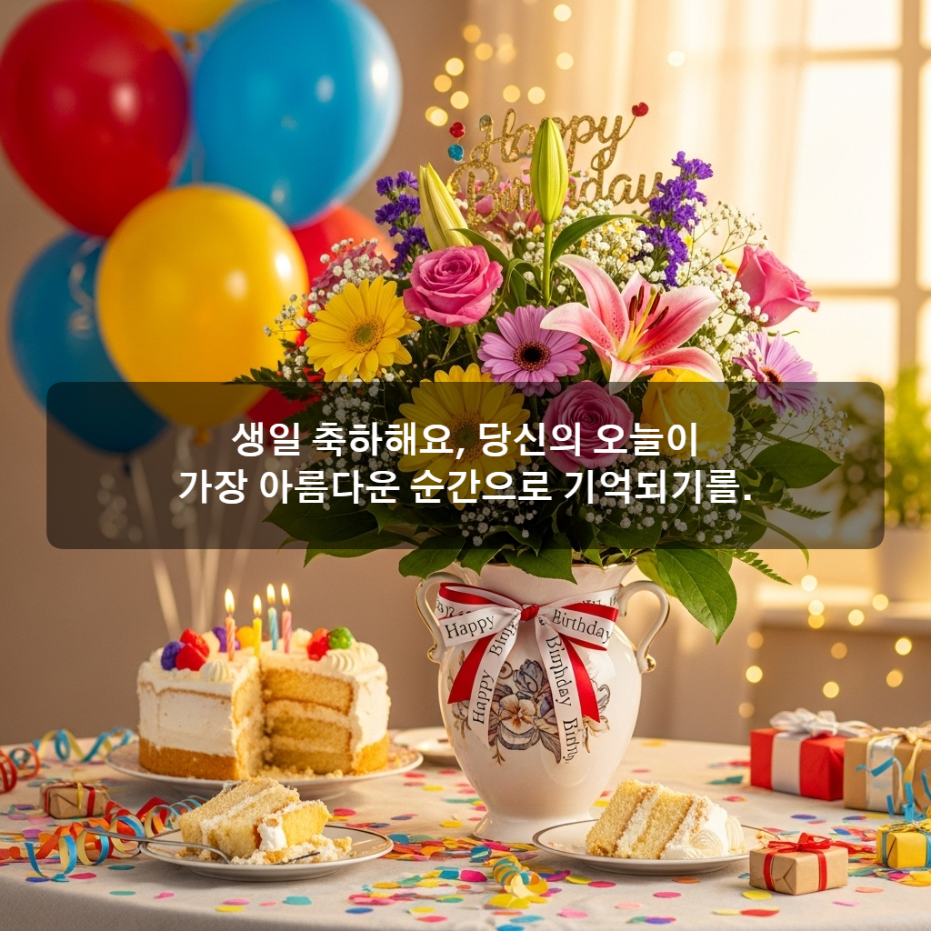 생일축하 꽃다발 이미지 문구 모음 메세지