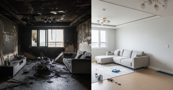 구리 화재복구 전후 모습