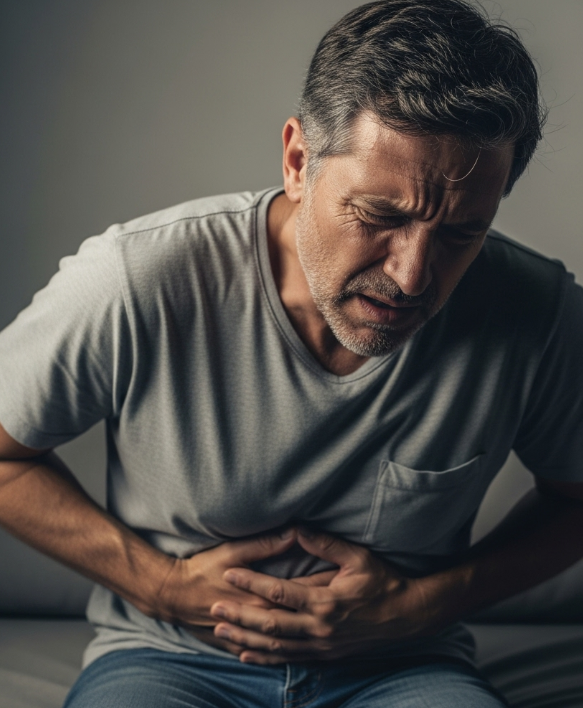 속이 불편한 남성 이미지