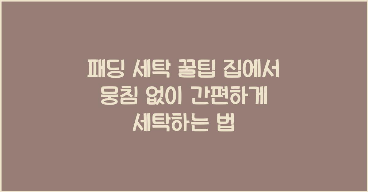 패딩 세탁 꿀팁! 집에서 뭉침 없이 세탁하는 비법 공개
