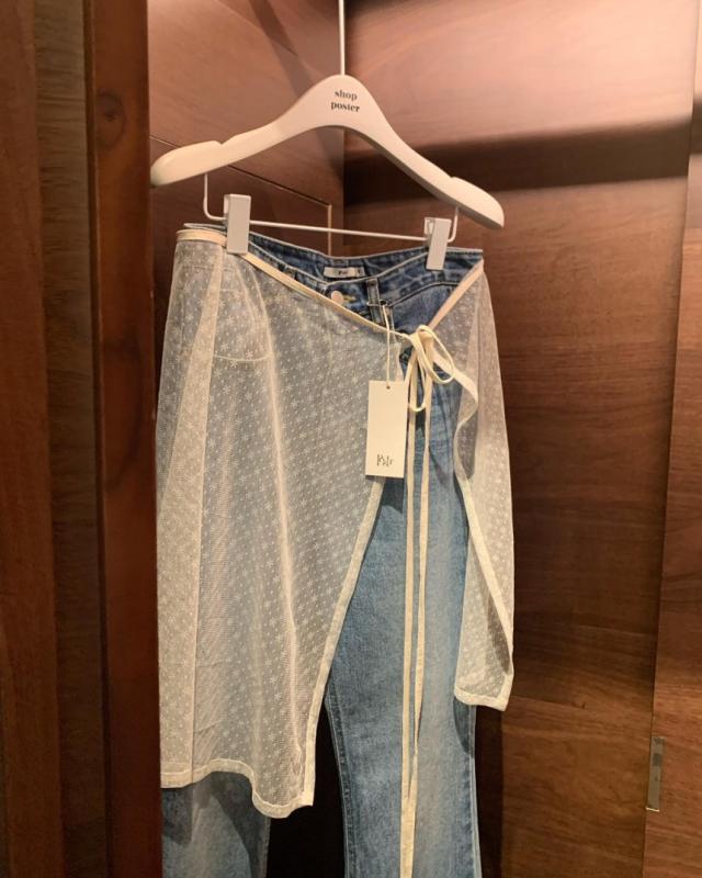 포스터 레이어드 스커트 2col 레이스 랩 시스루 스커트