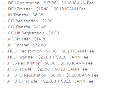 할인해주는 도메인목록
