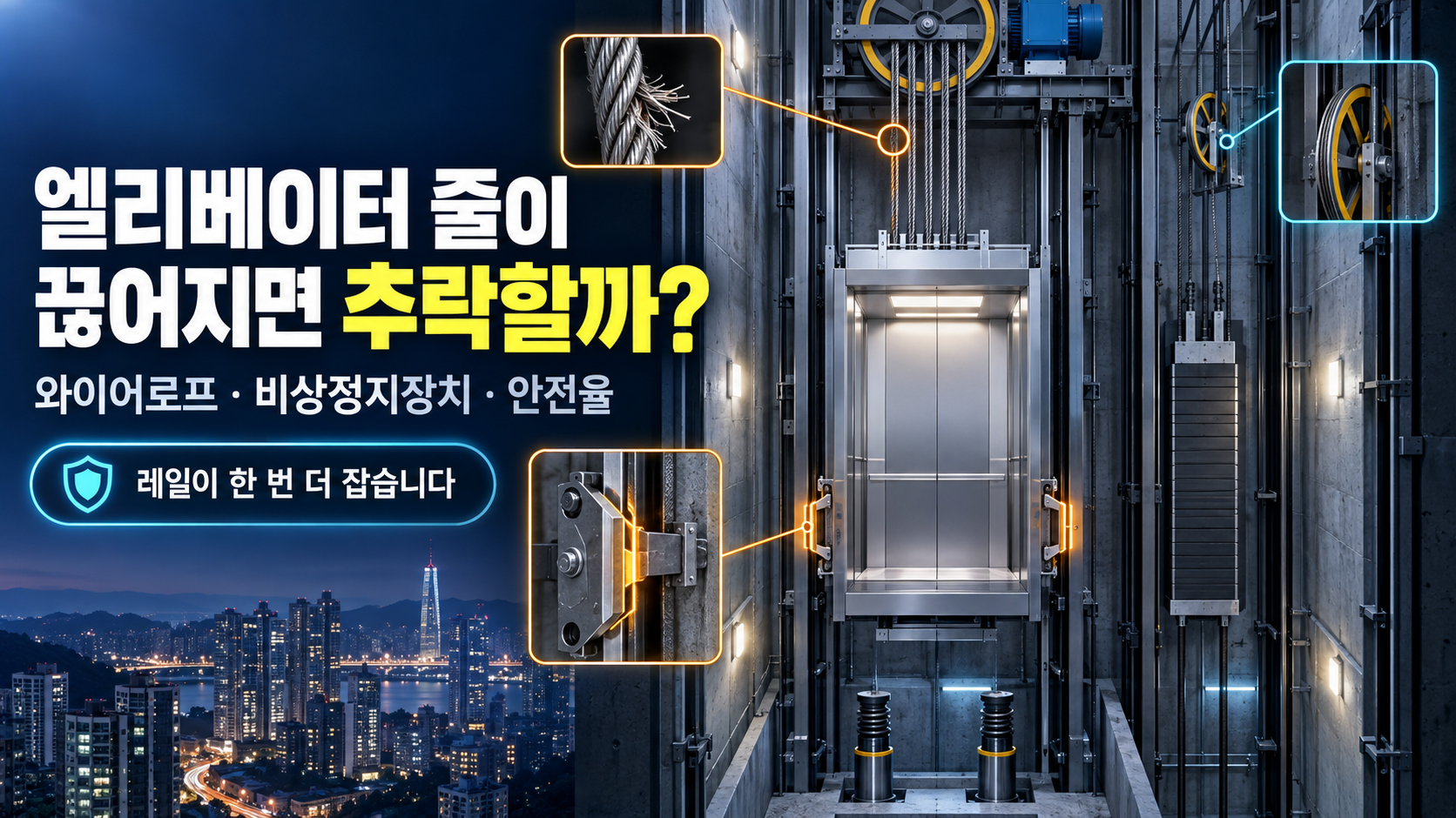 엘리베이터 와이어로프와 비상정지장치의 추락 방지 원리