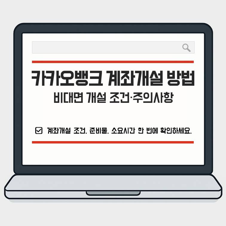 카카오뱅크 계좌개설 방법과 비대면 개설 조건, 준비물과 주의사항을 한눈에 정리한 안내 이미지