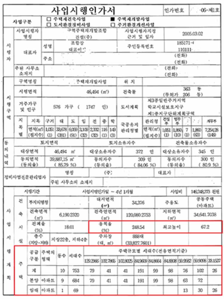 사업시행인가서 예시