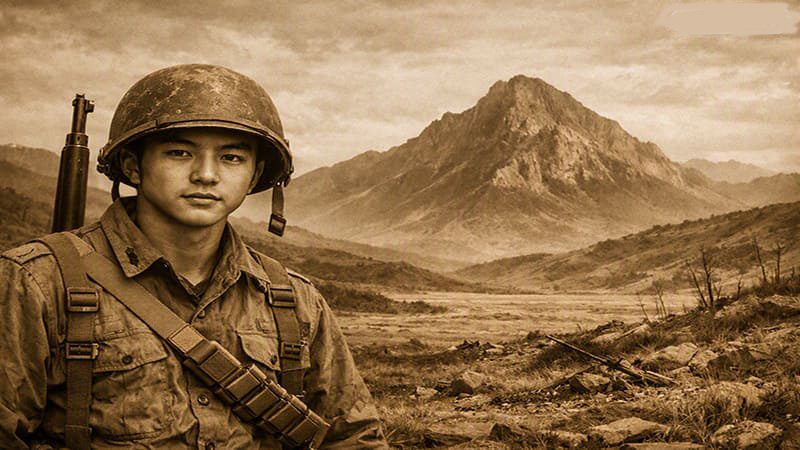 <img src="Young-Korean-soldier-who-died-during-the-Korean-War-and-a-lonely-mountain-landscape.jpg" alt="전쟁터 또는 산골의 고독한 풍경을 상징하는 이미지">