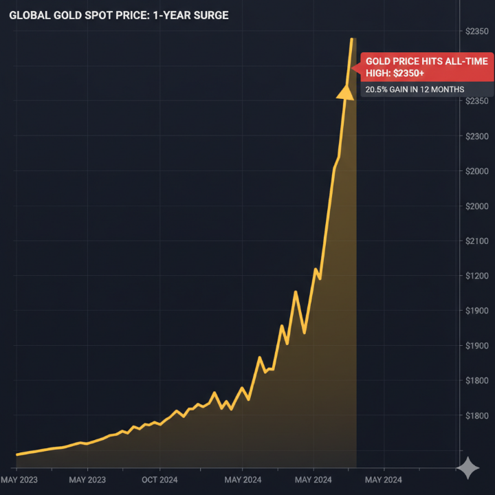 급등하는 금 가격 차트