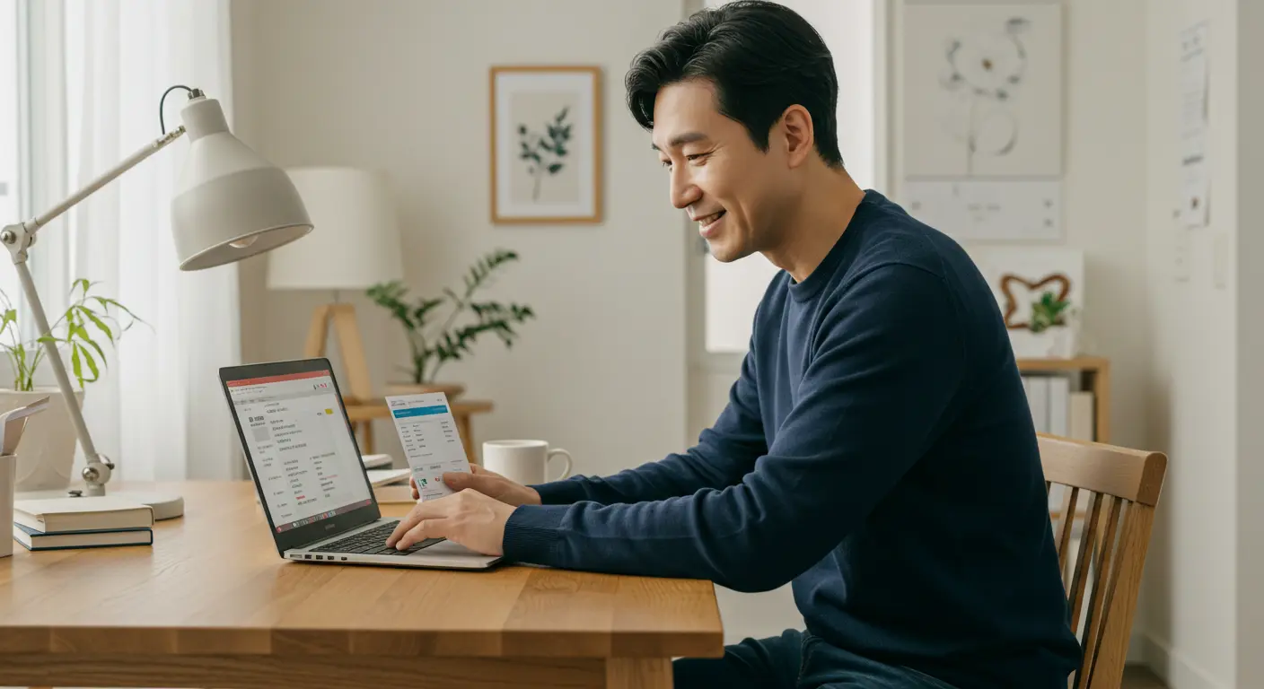 긴급복지 지원금 내역을 온라인으로 확인하는 사람